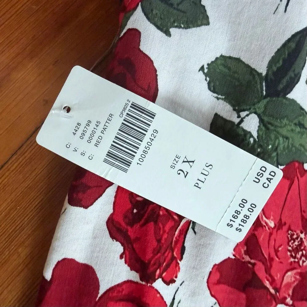 Maeve NWT Rose Print Sleeveless Square-Neck Knee-Length Dress Size 2XL